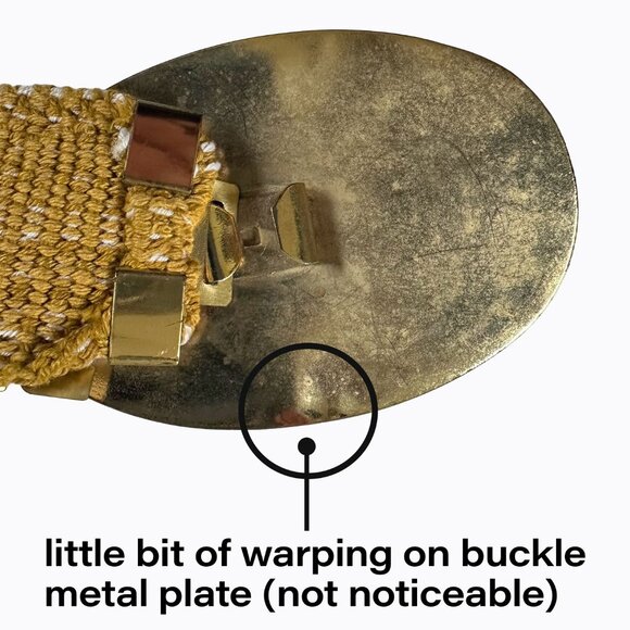 Vintage Metallic Gold Fish Scale Belt Lg-1X Slinky Stretch Oval Buckle 70s Disco - Picture 9 of 9